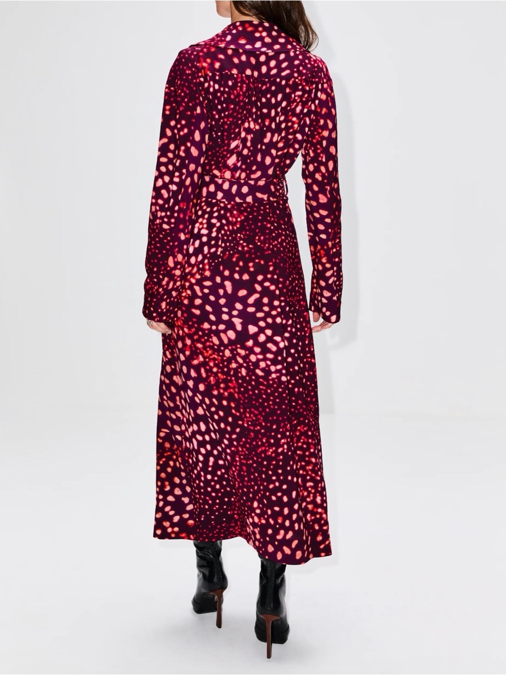 Dries Van Noten Roland Trench Long Sleeve Double Breasted Maxi Dress in Burgundy - Picture 2 of 10